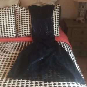 COPY - Navy Sequined Strapless Gown